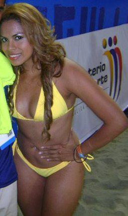 yellow bikini; Latina 