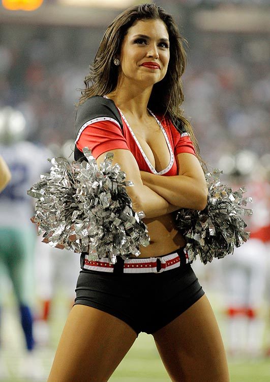 ...; Athletic Babe Big Tits Brunette Cheerleader Cleavage Non Nude Uniform 